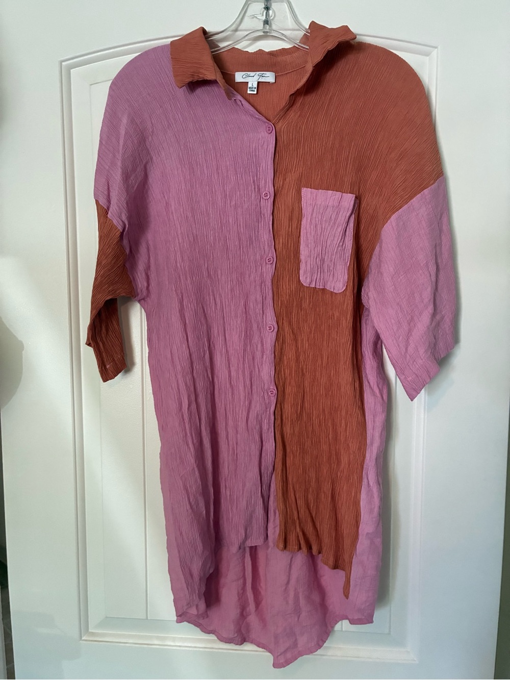 Cloud Ten crinkle colorblock oversized shirt | artsy boho lagenlook